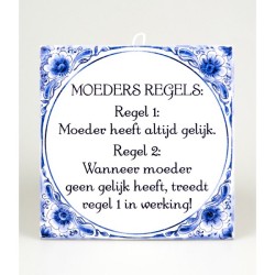 Paperdreams Carrelage Delft bleu - Les règles de la mère