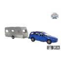 Kids Globe Volvo V70 met Dethleffs caravan die cast pull back 30cm