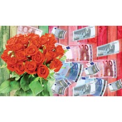 Cadeau-enveloppen vrouw/rode rozen pak a 10 stuks