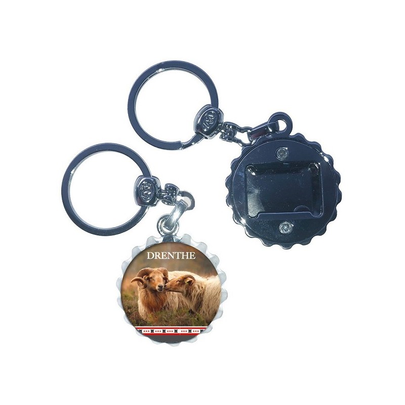 Sleutelhanger flesopener bierdop Drenthe schapen Ø3,5cm