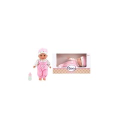 Toi Toys Poupée bébé Beau Lying avec biberon rose / blanc 30cm