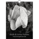 Calendrier d'anniversaire Fleurs noires et blanches 18x25cm