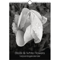 Calendrier d'anniversaire Fleurs noires et blanches 18x25cm
