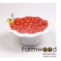 Vogelbad paddenstoel met vogel 23x23x14cm