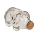 Pot de rangement tirelire cochon en verre avec liège 14x8cm