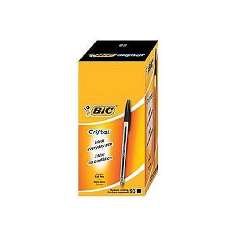 Bic doos 50 pennen Cristal zwart