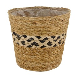 Dijk Natural Collections Mand zeegras met plastic binnenzijde Ø18x16cm naturel/zwart