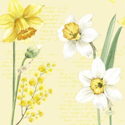 Serviettes Duni Spring Daffodil 33x33cm tissu 3 couches FSC paquet de 20 serviettes