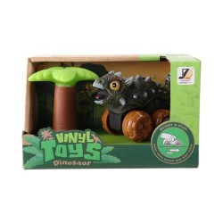 Baby dino auto 12cm met palmboom met frictie wielen