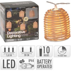 Strengverlichting 10L Rattan lampenkap vorm met metalen frame ip44 met timer Outdoor