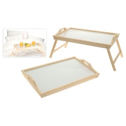 Plateau petit-déjeuner pour lit avec pieds pliants en bois L50xL33xH23cm