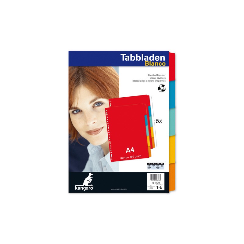 Kangaro Tabblad A4 Blanco Karton 180 Grams Assorti 23-gaats 5-delig