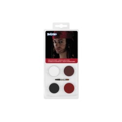 Set Palette de peinture pour le visage à base d'eau Pirate (4 pots et 1 applicateur)