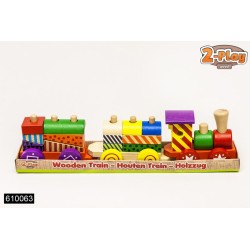 Coffret 2-Play Train en bois avec 2 wagons 34x6,5x8,5 cm