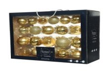 Kerstballenset van glas licht goud box a 42 stuks