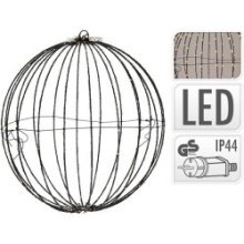 Boule en métal Ø40cm avec éclairage 240 LED blanc extra chaud adaptée pour l'extérieur