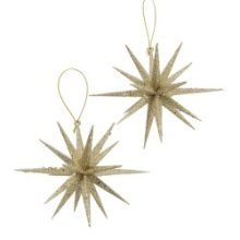 Boltze Home Deco Hanger kunststof Tove Ø15xH15cm goud met glitters 2 stuks in verpakking