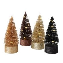 Boltze Home Deco Kerstboom LED- Forsty- Ø5x10cm- verkrijgbaar in verschillende bruin-en zwarttinten met glitters ( inclusief  ba