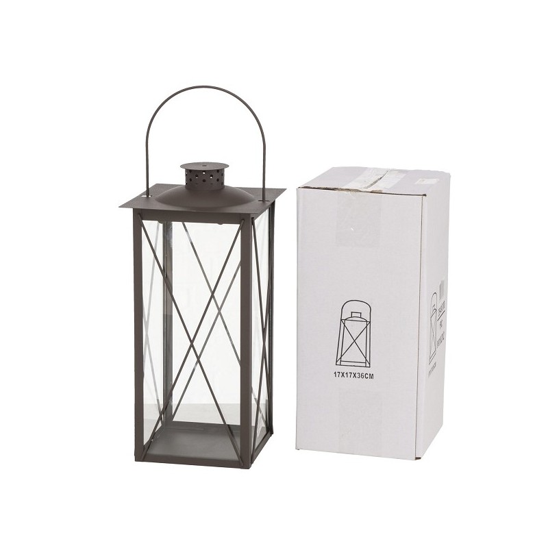 Boltze Home Lantaarn Farol 17x17x36cm metaal bruin/grijs