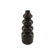 Dijk Natural Collections Vase en céramique de forme spéciale avec 3 anneaux Ø15x37,5cm noir