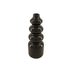 Dijk Natural Collections Vase en céramique de forme spéciale avec 3 anneaux Ø15x37,5cm noir