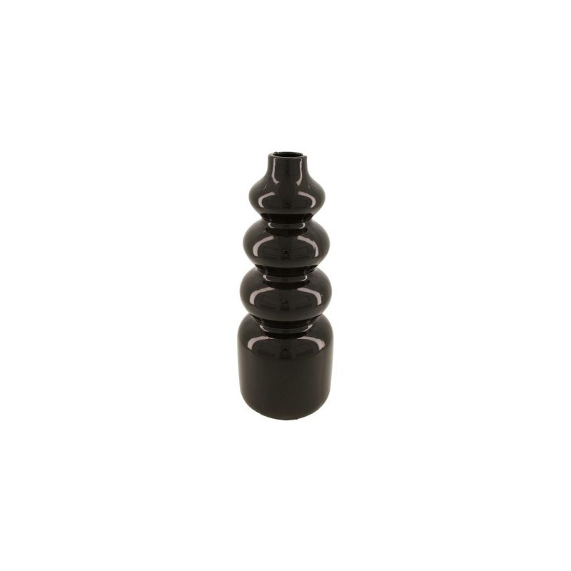 Dijk Natural Collections Vase en céramique de forme spéciale avec 3 anneaux Ø15x37,5cm noir