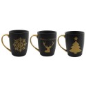 Mug de Noël noir mat avec image dorée 350ml