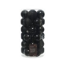 Decoris Set de boules de Noël tube Ø 6 cm a 37 pièces design assorti noir