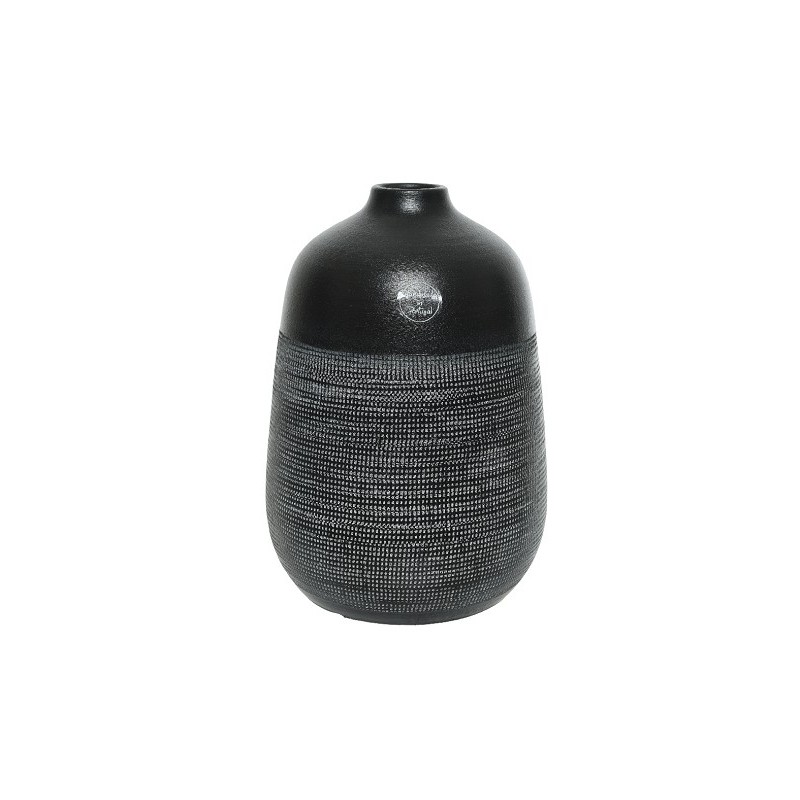 Decoris Vase terre cuite Ø25x40cm noir avec structure