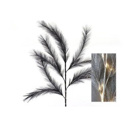 Branche d'herbe en plumes avec éclairage LED 72cm noir