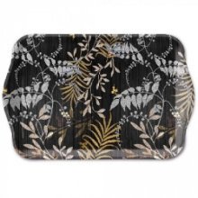 Plateau Ambiente Mélamine Luxury Leaves noir 13x21cm