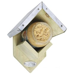 Esschert Design Mangeoire à beurre de cacahuète 15x13x20cm Bois d'épicéa/zinc