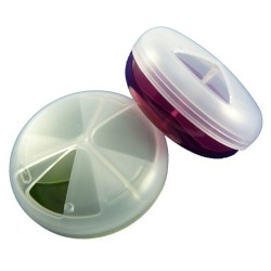 Pilulier plastique rond couvercle rotatif 3 compartiments