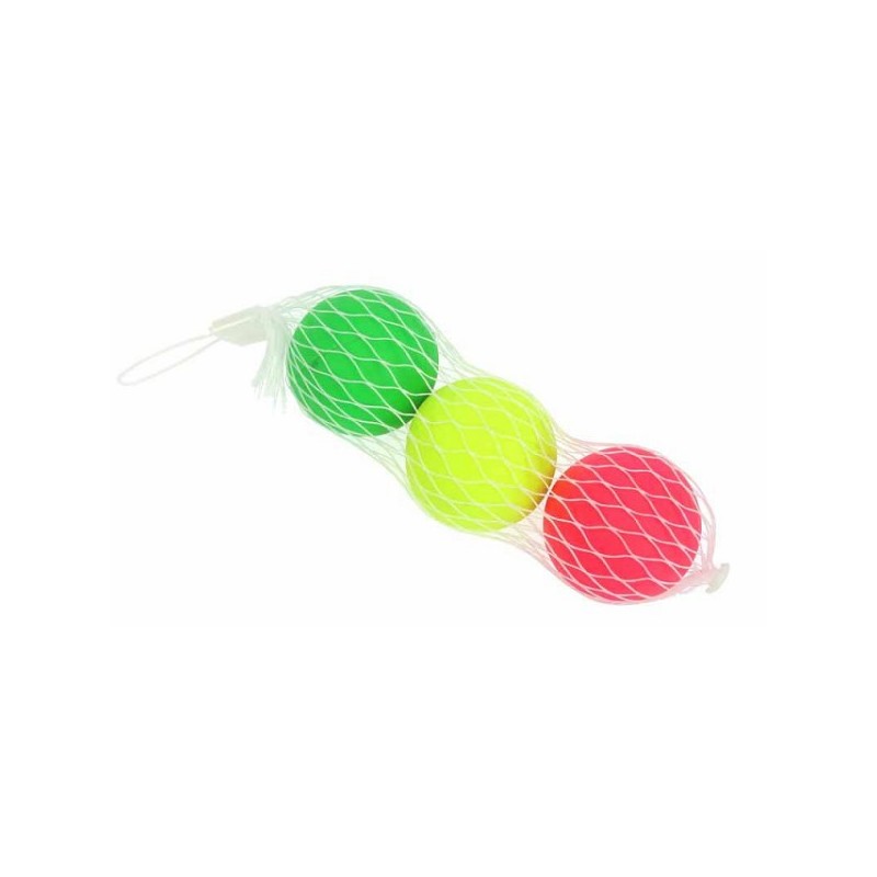 Beachballballetjes 40mm netje a 3 stuks assorti kleuren