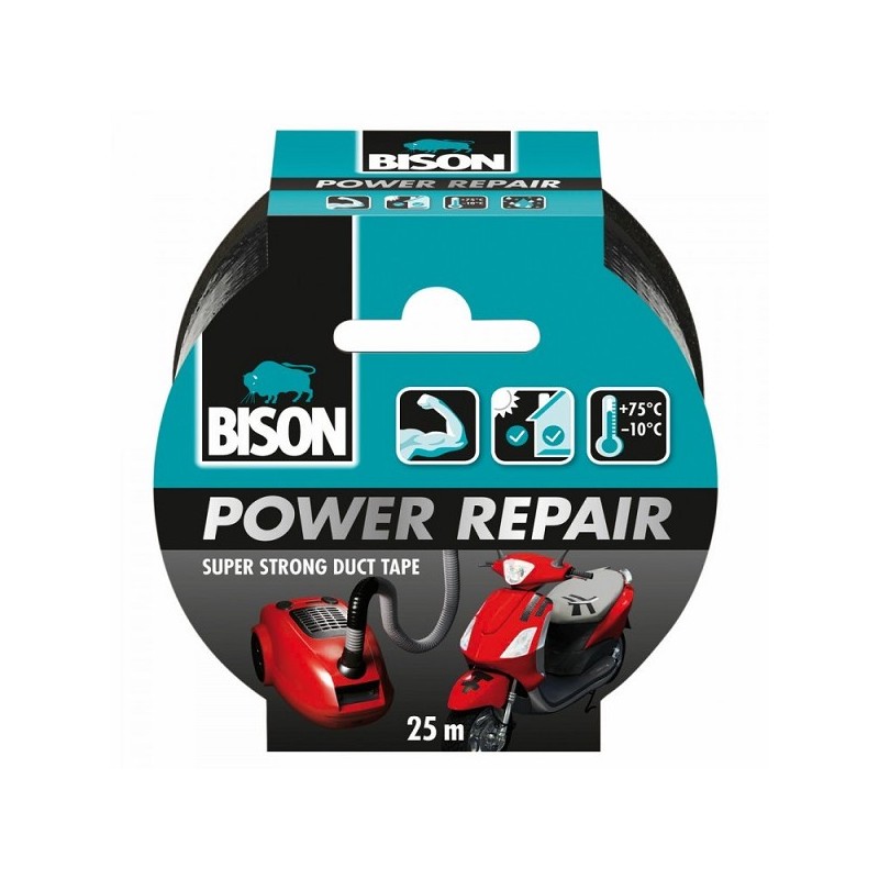 Bison Power repair tape zwart 25mx4.8cm