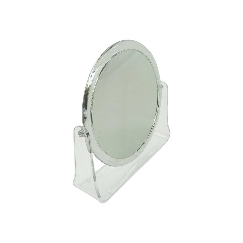 Miroir de maquillage 17 cm en plastique transparent