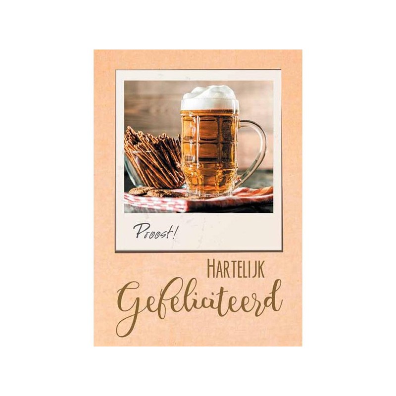 Wenskaarten Hartelijk Gefeliciteerd drank bier pakje a 10 stuks met envelop