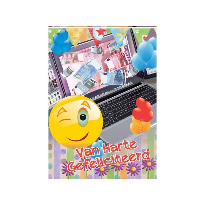 Wenskaarten van Harte Gefeliciteerd dier pakje a 10 stuks met envelop