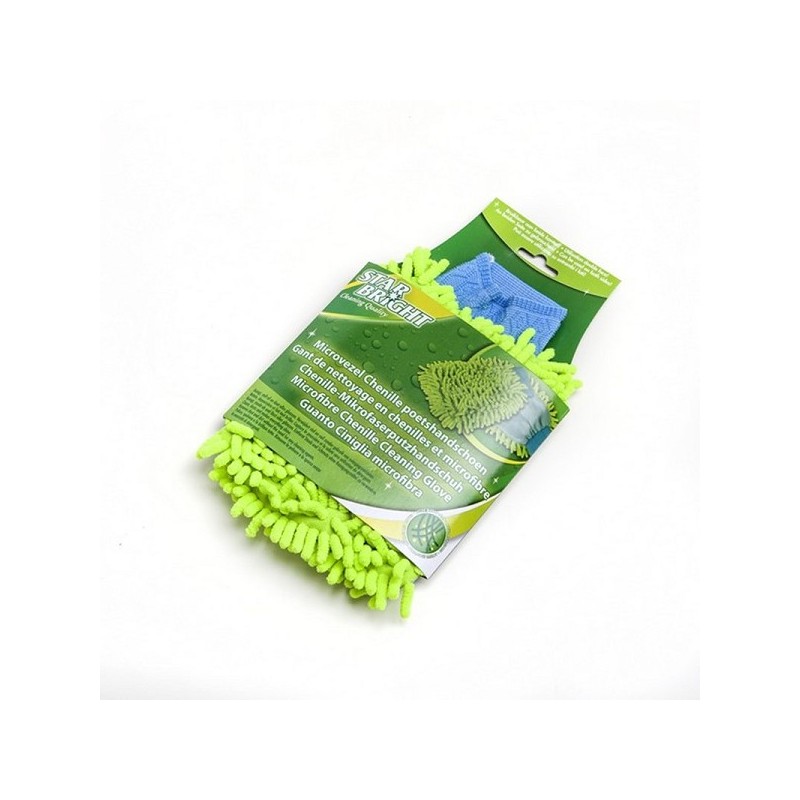 Starbright Gant de nettoyage en microfibre chenille vert/bleu