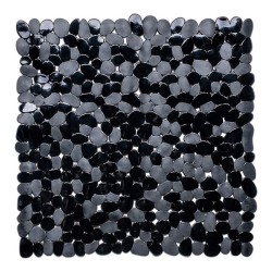 Tapis de douche PVC antidérapant Stones 53x53cm noir
