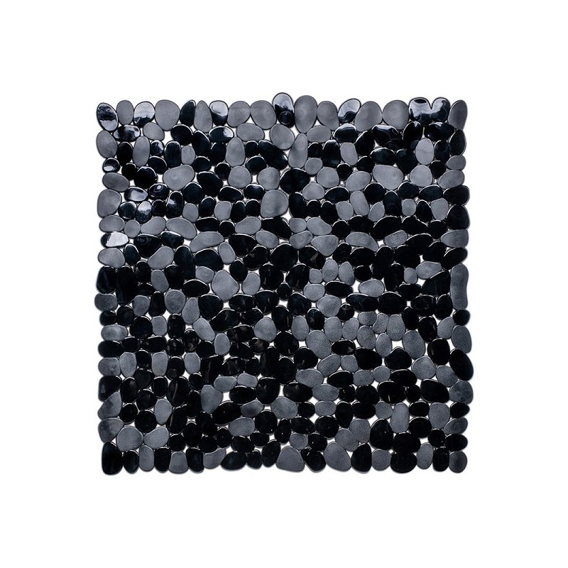 Tapis de douche PVC antidérapant Stones 53x53cm noir