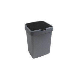 Sunware Delta poubelle 10 litres couvercle à valve métallisé / plastique noir 25,1x21,7x32,6cm