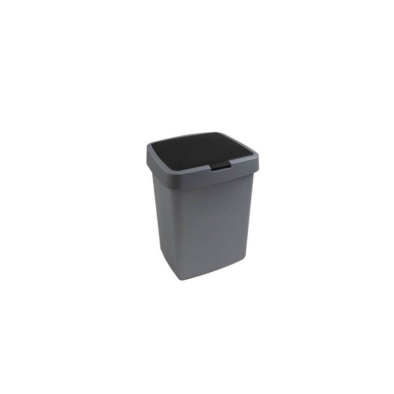 Sunware Delta poubelle 10 litres couvercle à valve métallisé / plastique noir 25,1x21,7x32,6cm