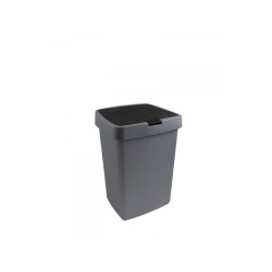 Sunware Delta poubelle 25 litres couvercle à valve métallisé / plastique noir 32,3x28,1x45,2cm