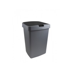 Sunware Delta poubelle 50 litres couvercle à valve métallisé / plastique noir 39,7x34,5x56,4cm
