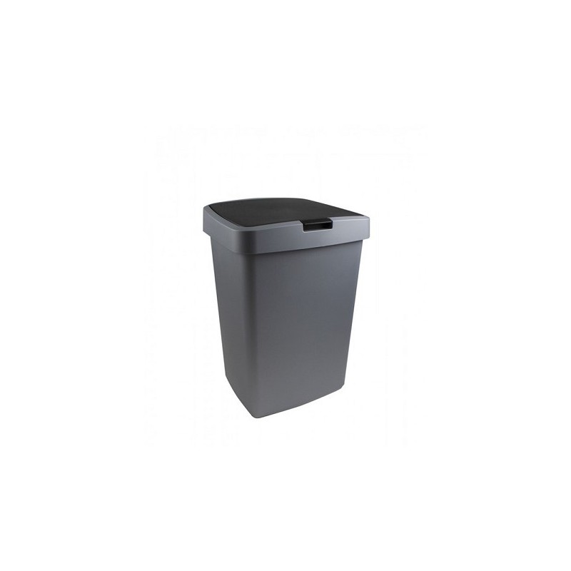 Sunware Delta poubelle 50 litres couvercle à valve métallisé / plastique noir 39,7x34,5x56,4cm