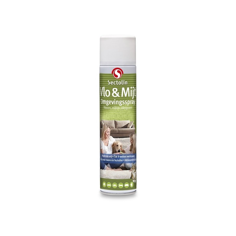 Sectolin Vlo & Mijt Omgevingsspray 400 ml spray tegen vlooien, (huisstof)mijt en allergenen pesticide vrij