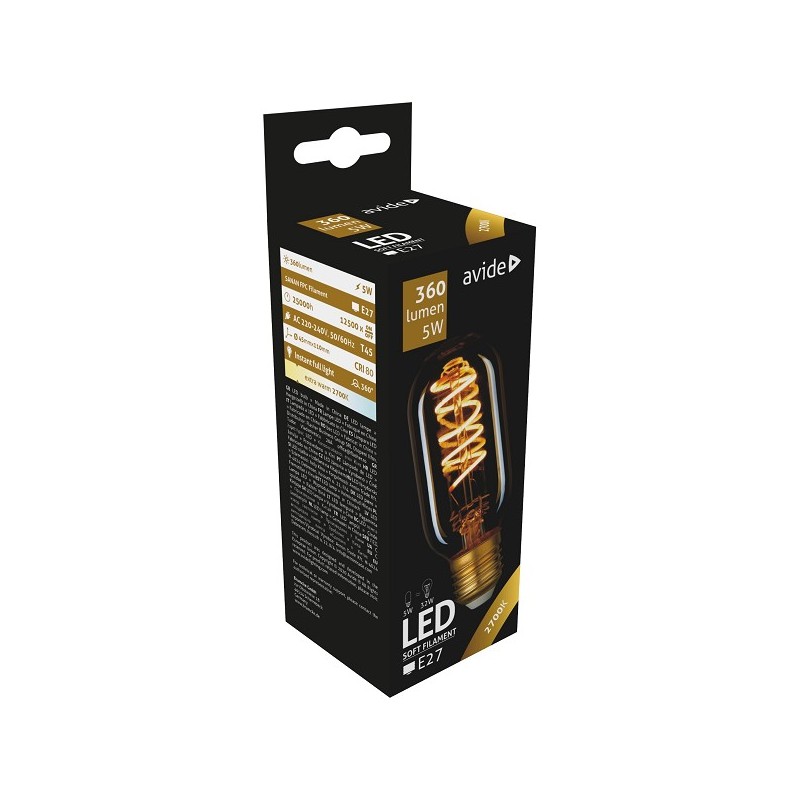 Avide LED lamp Soft Filament T45 5W E27 2700K 360LM