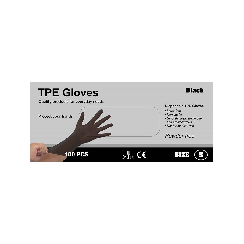 Gants jetables TPE sans latex 100 pièces taille M noir