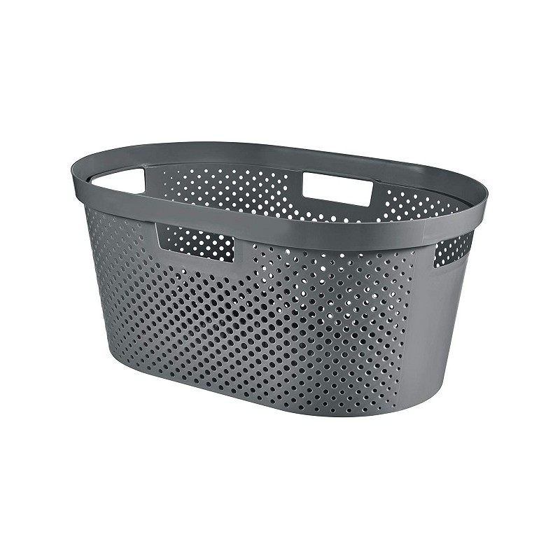 Curver Infinity Dots wasmand recycled 40 liter antraciet 59x39x26cm